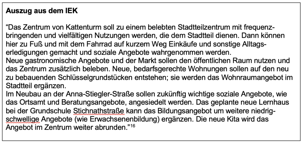 Tabelle 4: Auszug aus: Freie Hansestadt Bremen: Integriertes Entwicklungskonzept Kattenturm. Bremen. 2023. S. 32.