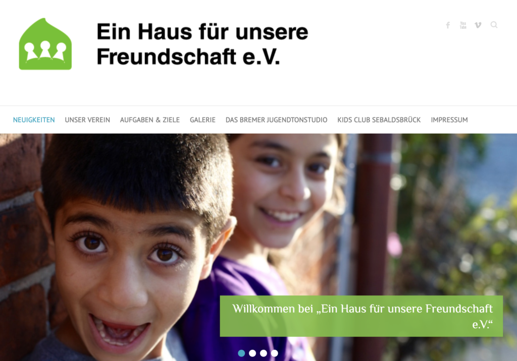 Homepage des Vereins „Ein Haus der Freundschaft“, Screenshot (Ausschnitt). Zugriff am 20.5.2024.